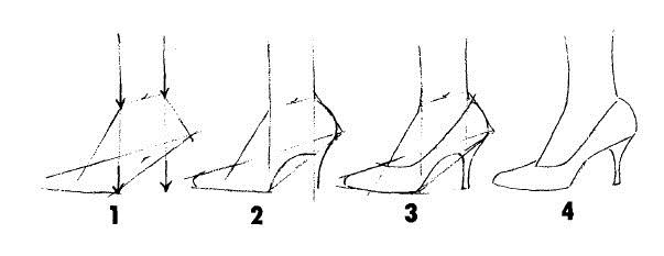 Как нарисовать каблуки на ногах спереди